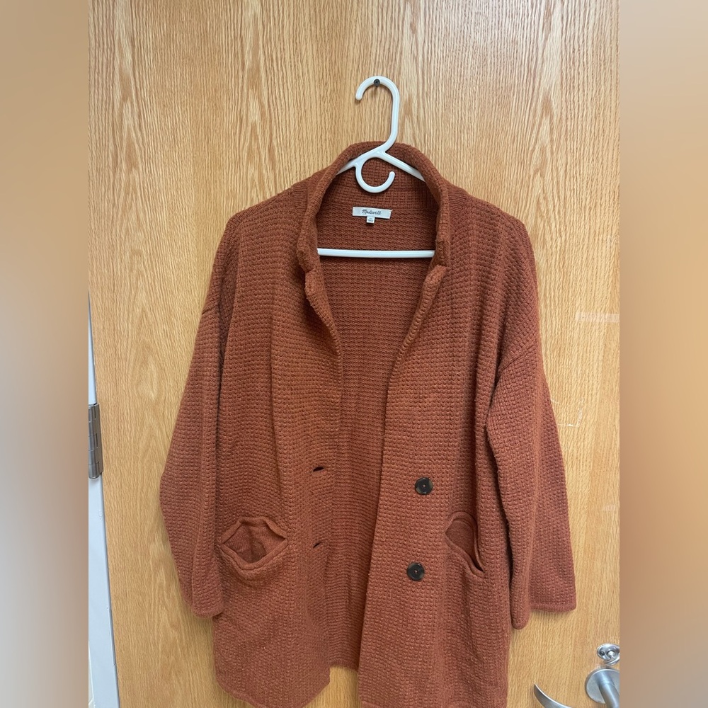 Madewell Rust Merino Wool Boyfriend Cardigan